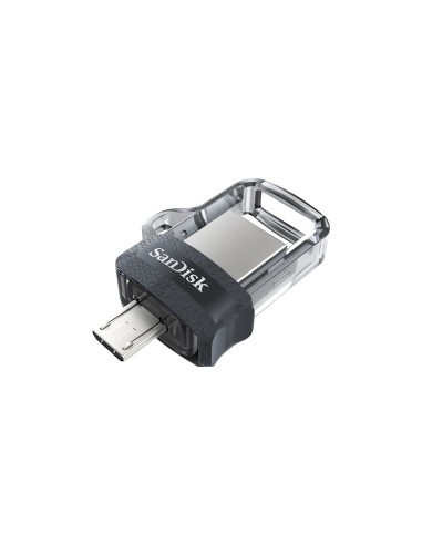 SanDisk Ultra Dual m3.0 unidad flash USB 128 GB USB Type-A   Micro-USB 3.2 Gen 1 (3.1 Gen 1) Negro, Plata, Transparente