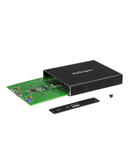 StarTech.com Caja de Dos Bahías M.2 NGFF - USB 3.1 (10Gbps) - RAID - Caja Externa USB-C y USB-A de Aluminio