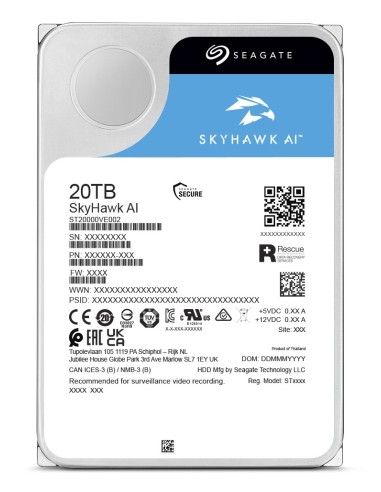Seagate SkyHawk AI ST20000VE004 disco duro interno 20 TB 7200 RPM 512 MB 3.5" Serial ATA III