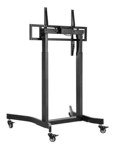AISENS Soporte de suelo motorizado pro con ruedas para monitor TV 120kg de 55-100, Negro