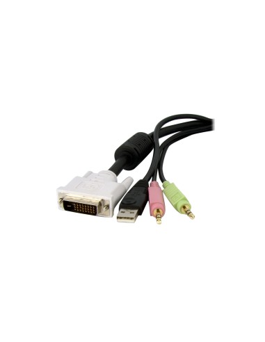 StarTech.com Cable de 1,8m para Switch Conmutador KVM 4en1 DVI-D Dual Link Doble Enlace USB con Audio Micrófono