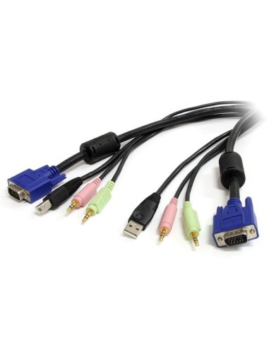 StarTech.com Cable KVM Audio y Vídeo de 1,8m Todo en Uno VGA USB A USB B HD15 Mini Jack Micrófono Altavoces - 4 en 1