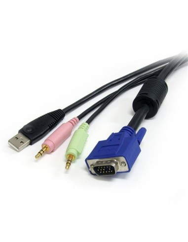 StarTech.com Cable KVM Audio y Vídeo de 1,8m Todo en Uno VGA USB A USB B HD15 Mini Jack Micrófono Altavoces - 4 en 1