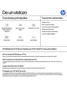 HP EliteBook 8 G1i Intel Core Ultra 5 225H Portátil 40,6 cm (16") WUXGA 16 GB DDR5-SDRAM 512 GB SSD Wi-Fi 7 (802.11be) Windows 2