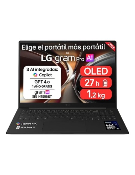 LG Gram Pro 16Z90U 16" Copilot+ PC Intel Core Ultra X7 358H Portátil 40,6 cm (16") WQXGA+ 32 GB LPDDR5x-SDRAM 512 GB SSD