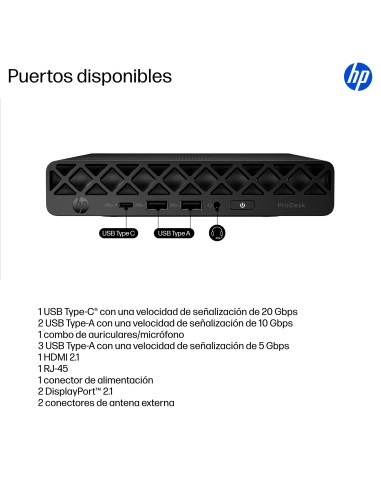 HP ProDesk 4 G1i AI PC Intel Core Ultra 5 235T 16 GB DDR5-SDRAM 512 GB SSD Windows 11 Pro Mini PC Negro