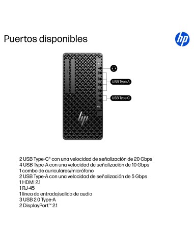 HP None Intel Core Ultra 9 285 32 GB DDR5-SDRAM 1 TB SSD NVIDIA GeForce RTX 5060 Ti Windows 11 Pro Torre Puesto de trabajo AI