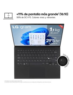 LG Gram 14Z90S Intel Core Ultra 5 125H Portátil 35,6 cm (14") WUXGA 16 GB LPDDR5-SDRAM 512 GB SSD Wi-Fi 6E (802.11ax) Windows 2