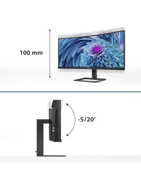 Philips E Line 346E2CUAE 00 pantalla para PC 86,4 cm (34") 3440 x 1440 Pixeles Wide Quad HD+ LCD Negro