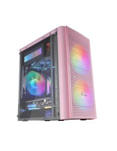 Mars Gaming MC300P Rosa, Caja PC Micro ATX, Cristal Templado, Frontal MESH, 3xVentilador FRGB