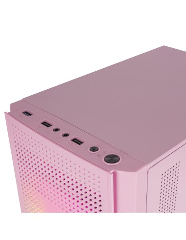 Mars Gaming MC300P Rosa, Caja PC Micro ATX, Cristal Templado, Frontal MESH, 3xVentilador FRGB