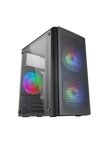 Mars Gaming MC300 Negro, Caja PC Micro ATX, Cristal Templado, Frontal MESH, 3xVentilador FRGB