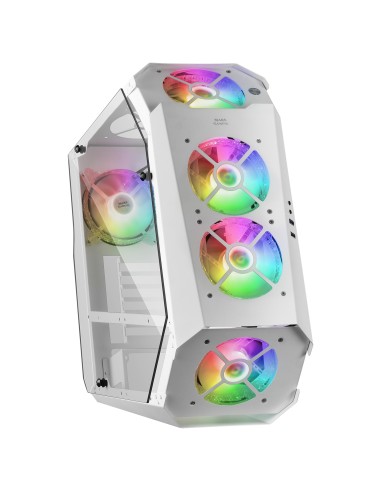 Mars Gaming MC51W, Caja PC Gaming ATX, Doble Cristal Templado, 5x Ventilador RGB 12cm, Blanco