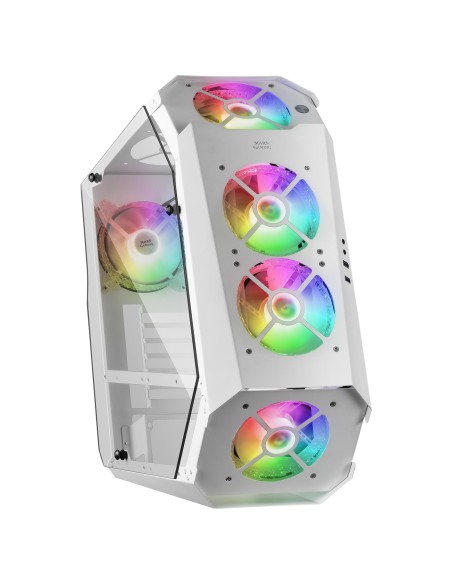 Mars Gaming MC51W, Caja PC Gaming ATX, Doble Cristal Templado, 5x Ventilador RGB 12cm, Blanco