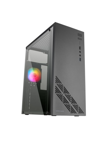 Mars Gaming MC100 - Caja Gaming ATX, ventilador 90mm FRGB, ventilación convect-cool, color negro