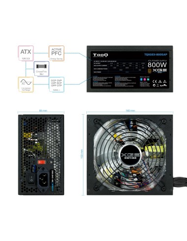 TooQ TQXGEII-800SAP unidad de fuente de alimentación 800 W 20+4 pin ATX ATX Negro