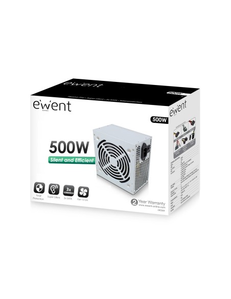 Ewent EW3909 unidad de fuente de alimentación 500 W 20+4 pin ATX ATX Gris