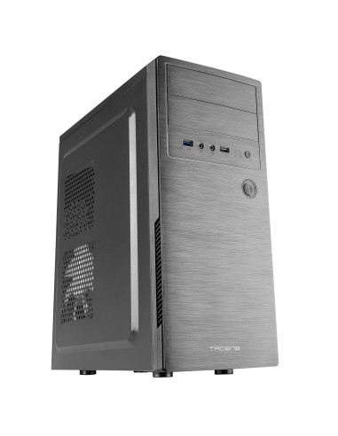 Tacens 2INITIOX, Caja PC Semitorre ATX, Ventilador Lateral 12cm, Frontal Aluminio Pulido, Acero, Negro