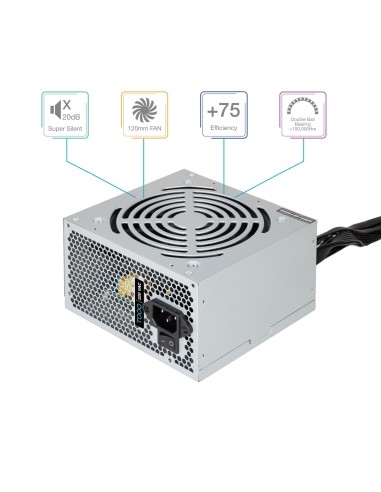TooQ TQAPOLO-500SP unidad de fuente de alimentación 500 W 20+4 pin ATX ATX Plata