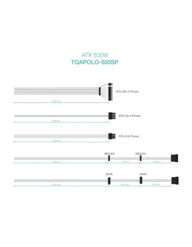 TooQ TQAPOLO-500SP unidad de fuente de alimentación 500 W 20+4 pin ATX ATX Plata