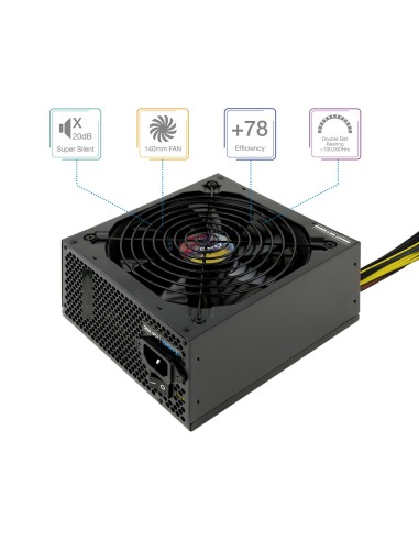 TooQ TQAPOLO-600SP unidad de fuente de alimentación 600 W 20+4 pin ATX ATX Negro