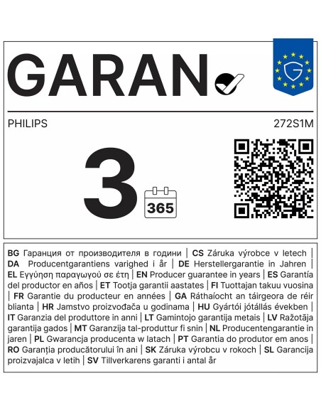 Philips 272S1M 00 pantalla para PC 68,6 cm (27") 1920 x 1080 Pixeles Full HD LCD Negro
