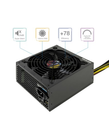 TooQ TQAPOLO-650SP unidad de fuente de alimentación 650 W 20+4 pin ATX ATX Negro