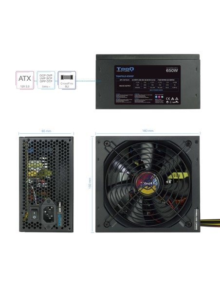 TooQ TQAPOLO-650SP unidad de fuente de alimentación 650 W 20+4 pin ATX ATX Negro