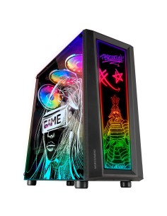 Mars Gaming MC-ART Negro, Caja PC Gaming ATX, Doble Cristal Templado Dibujable, ARGB 12 Modos, Ventilador 12cm 2