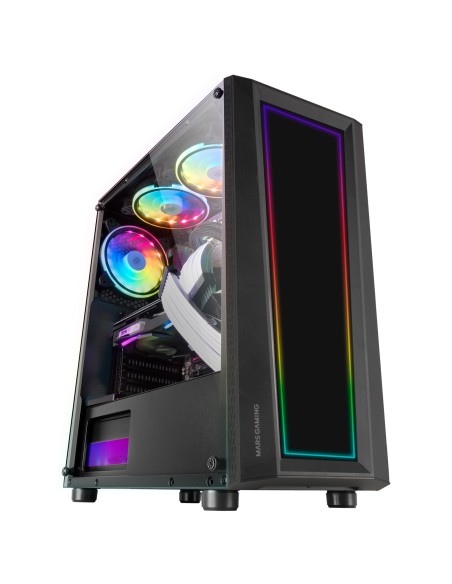 Mars Gaming MC-ART Negro, Caja PC Gaming ATX, Doble Cristal Templado Dibujable, ARGB 12 Modos, Ventilador 12cm