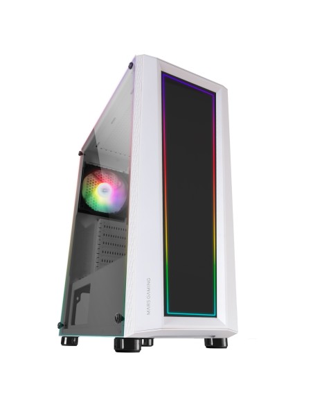 Mars Gaming MC-ART Blanco, Caja PC Gaming ATX, Doble Cristal Templado Dibujable, ARGB 12 Modos, Ventilador 12 cm