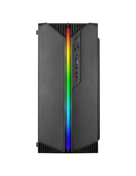 Mars Gaming MC-S1 Negro, Caja PC Compacta Gaming Micro-ATX, Iluminación ARGB 12 Modos, Ventilador FRGB, Ventana Lateral Completa