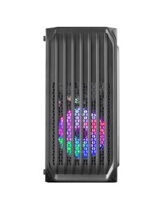Mars Gaming MC-S2, Caja PC Compacta Gaming Micro-ATX, 2 Ventiladores FRGB Raibow con Rejilla Frontal, Ventana Lateral Completa, 2