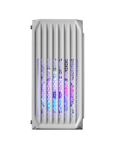 Mars Gaming MC-S2, Caja PC Compacta Gaming Micro-ATX, 2 Ventiladores FRGB Raibow con Rejilla Frontal, Ventana Lateral Completa, 2