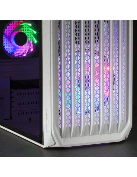Mars Gaming MC-S2, Caja PC Compacta Gaming Micro-ATX, 2 Ventiladores FRGB Raibow con Rejilla Frontal, Ventana Lateral Completa,