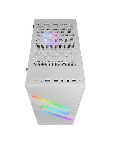 Mars Gaming MC-U3, Caja PC Gaming ATX XL, Frontal Triple ARGB, Ventilador 12cm ARGB, Ventana Cristal Templado, Blanco