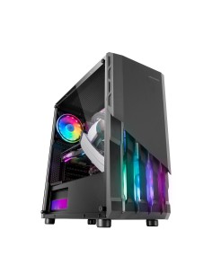 Mars Gaming MC-X2, Caja PC Gaming ATX, Frontal Acero FRGB, 2 Ventiladores 12cm FRGB, Ventana Lateral Completa, Negro