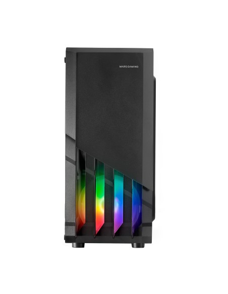 Mars Gaming MC-X2, Caja PC Gaming ATX, Frontal Acero FRGB, 2 Ventiladores 12cm FRGB, Ventana Lateral Completa, Negro