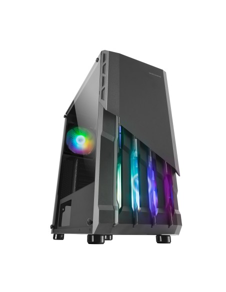 Mars Gaming MC-X2, Caja PC Gaming ATX, Frontal Acero FRGB, 2 Ventiladores 12cm FRGB, Ventana Lateral Completa, Negro