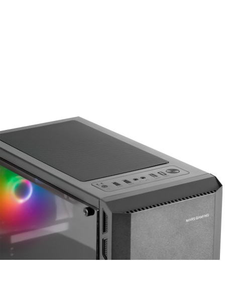 Mars Gaming MC-X2, Caja PC Gaming ATX, Frontal Acero FRGB, 2 Ventiladores 12cm FRGB, Ventana Lateral Completa, Negro