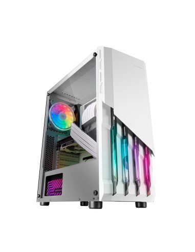 Mars Gaming MC-X2, Caja PC Gaming ATX, Frontal Acero FRGB, 2 Ventiladores 12cm FRGB, Ventana Lateral Completa, Blanco