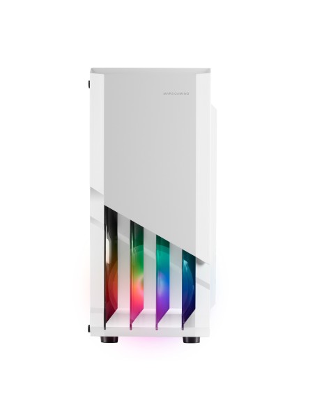 Mars Gaming MC-X2, Caja PC Gaming ATX, Frontal Acero FRGB, 2 Ventiladores 12cm FRGB, Ventana Lateral Completa, Blanco