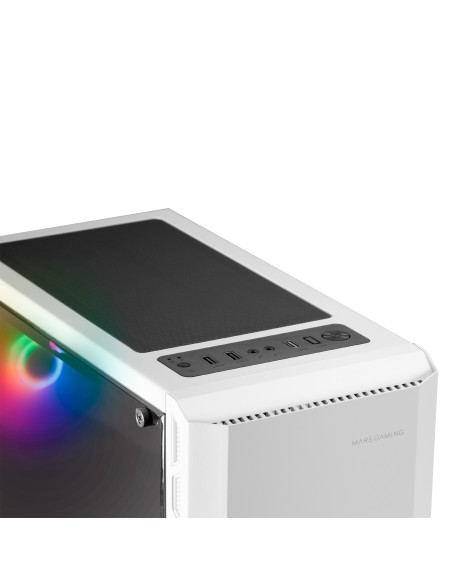 Mars Gaming MC-X2, Caja PC Gaming ATX, Frontal Acero FRGB, 2 Ventiladores 12cm FRGB, Ventana Lateral Completa, Blanco