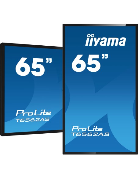 iiyama T6562AS-B1 pantalla de señalización Diseño de quiosco 163,8 cm (64.5") LED 500 cd   m² 4K Ultra HD Negro Pantalla táctil