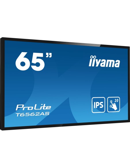 iiyama T6562AS-B1 pantalla de señalización Diseño de quiosco 163,8 cm (64.5") LED 500 cd   m² 4K Ultra HD Negro Pantalla táctil