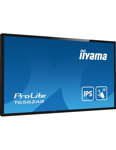 iiyama T6562AS-B1 pantalla de señalización Diseño de quiosco 163,8 cm (64.5") LED 500 cd   m² 4K Ultra HD Negro Pantalla táctil