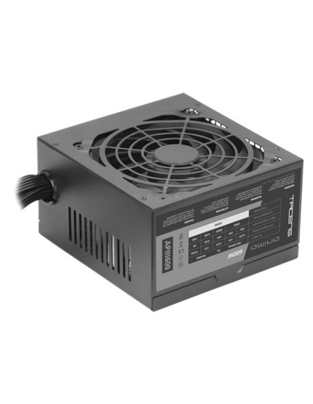 Tacens APIII600, Fuente Alimentación PC ATX 600W, Tecnología SMD 85% Bronze 12V, Ventilador Ultra-silencioso 12cm, Negro