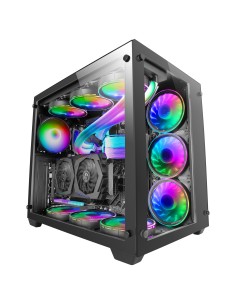 Mars Gaming Torre Gaming Custom XXL E-ATX, Ventana Cristal Templado Lateral y Frontal, Estructura Modular Doble Cámara, MCV3,