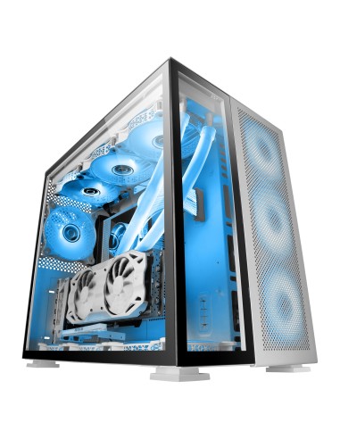 Mars Gaming MC-Nova, Torre Gaming Custom XXL E-ATX Aluminio, Doble Ventana Completa Cristal Templado, Estructura Modular Doble