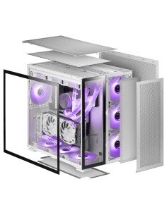 Mars Gaming MC-Nova, Torre Gaming Custom XXL E-ATX Aluminio, Doble Ventana Completa Cristal Templado, Estructura Modular Doble 2